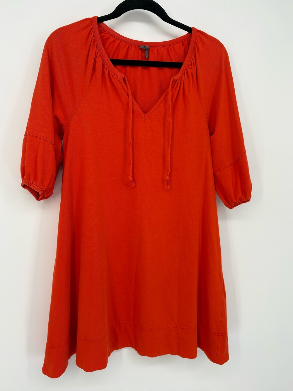 Anthropologie Anais Dress Midi Tunic Tie-Neck in Vivid Orange-Red Women’s XS
